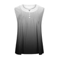 thumbnail image 6 of Craaazy Ladies Gradient Print Sleeveless Pleated Buttoned Patchwork V-Neck Fake Two-Piece Blouse Casual Summer Top Gifts, 6 of 8