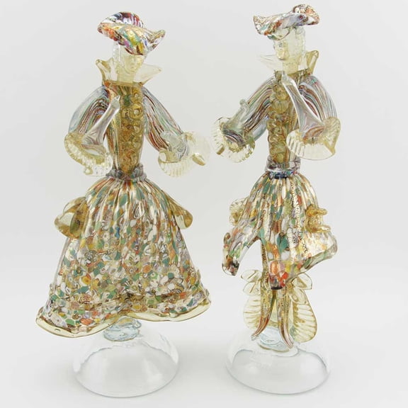 GlassOfVenice Murano Glass Venetian Goldonian Couple - Millefiori and Gold