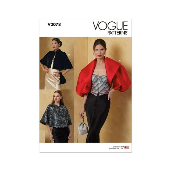 Vogue Sewing Pattern 2078 - Misses' Bolero and Capes, Size: A (XS-S-M-L-XL)