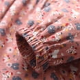 thumbnail image 6 of LYMAYTER 2-8Y Girls Cute Floral Long Sleeve Cotton Midi Dress Pleated Lace Up Round Neck Spring Fall, 6 of 8