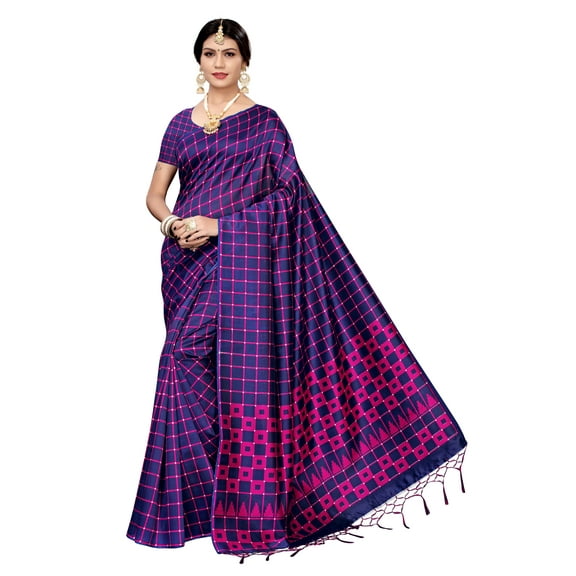 Multi color Mysore Silk saree/sari with running blouse For Women/Girls