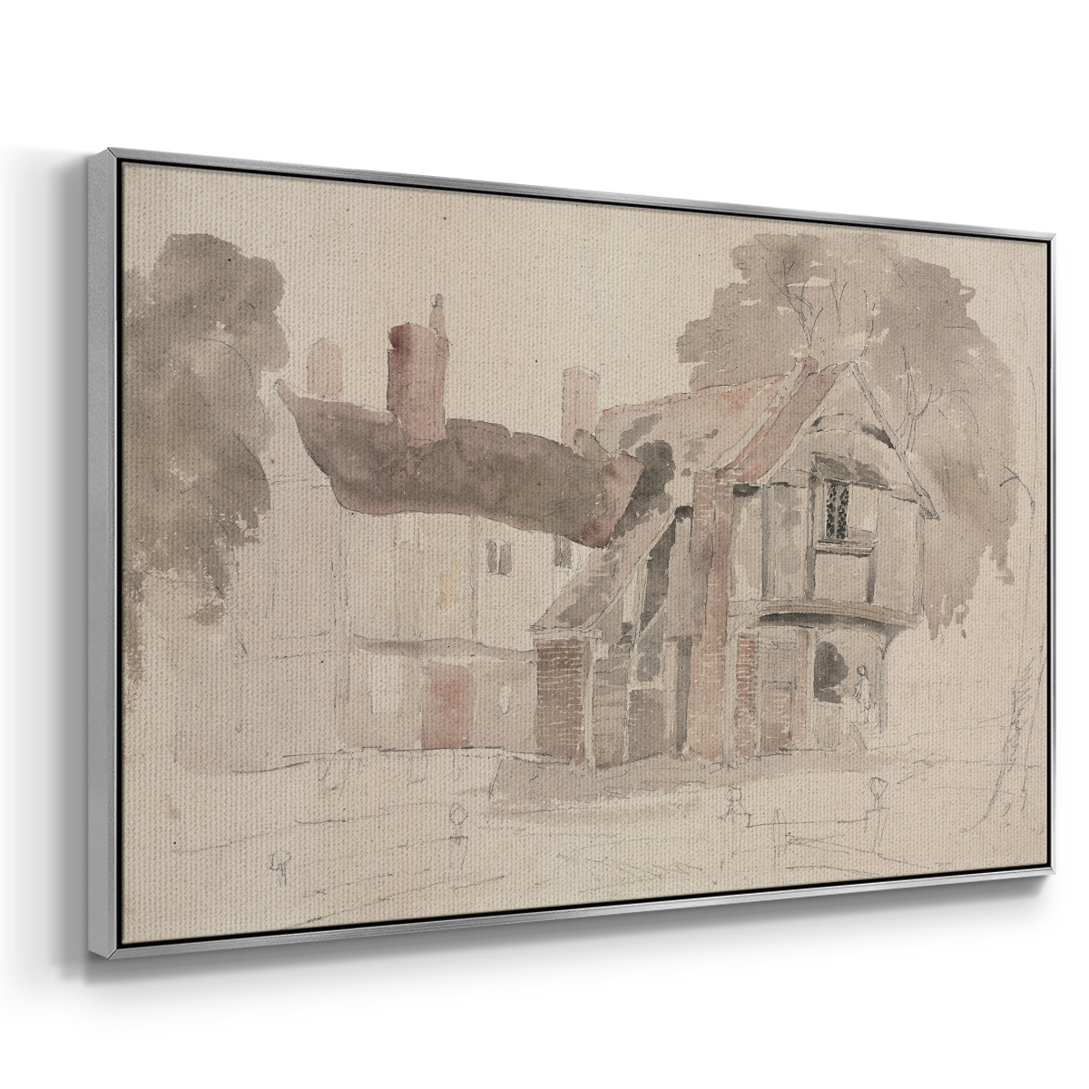 Vintage Sketch-XVIII By Wexford Home Framed in Silver Wood Gallery Wrapped Canvas 27 in. x 41 in.