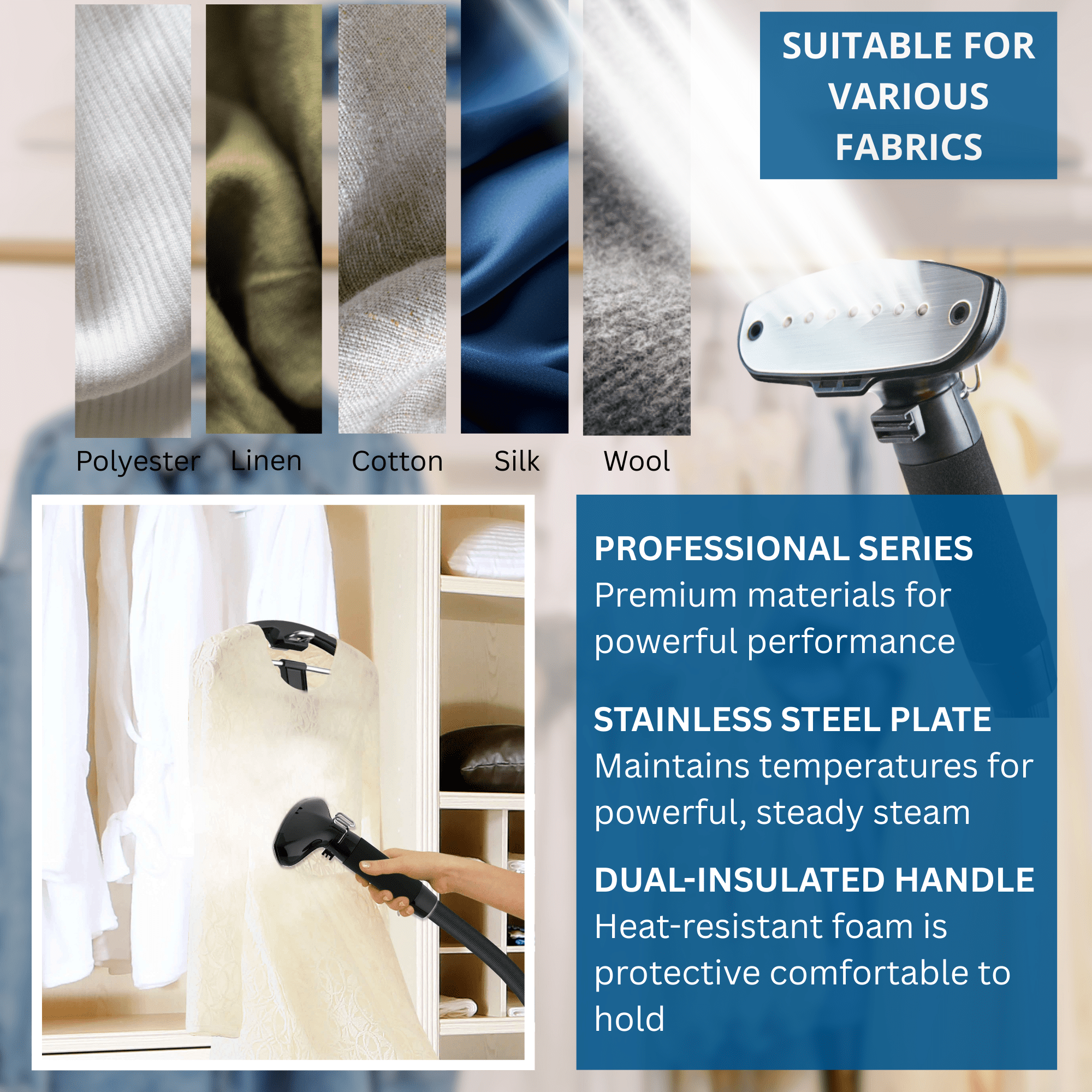 SALAV Pro Series Garment Steamer with Dual Bars & Foot Pedal Controls