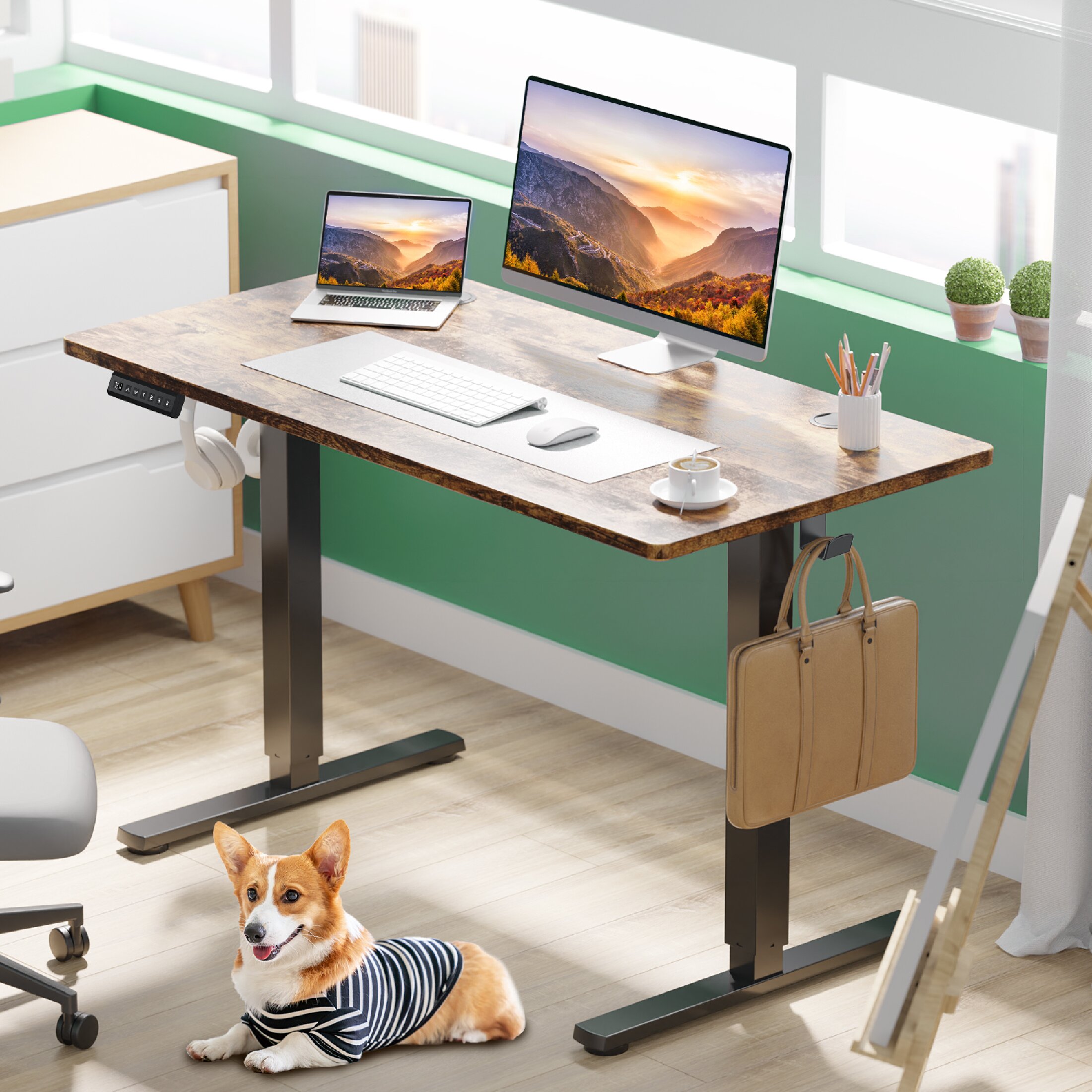 CONCETTA 40x24" Electric Standing Desk, Rust photo 4