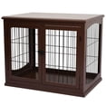 thumbnail image 1 of Cage pour Chien en Bois de 26 Pouces avec Entrée à Double Porte et Design Simple et Moderne, Brun, 1 of 6