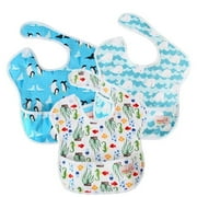 Ohbabyka Infant Baby Girl Clothes Accessories One Size fits All Waterproof Reusable Waterproof Baby Feeding Bibs with Pocket SZY222835