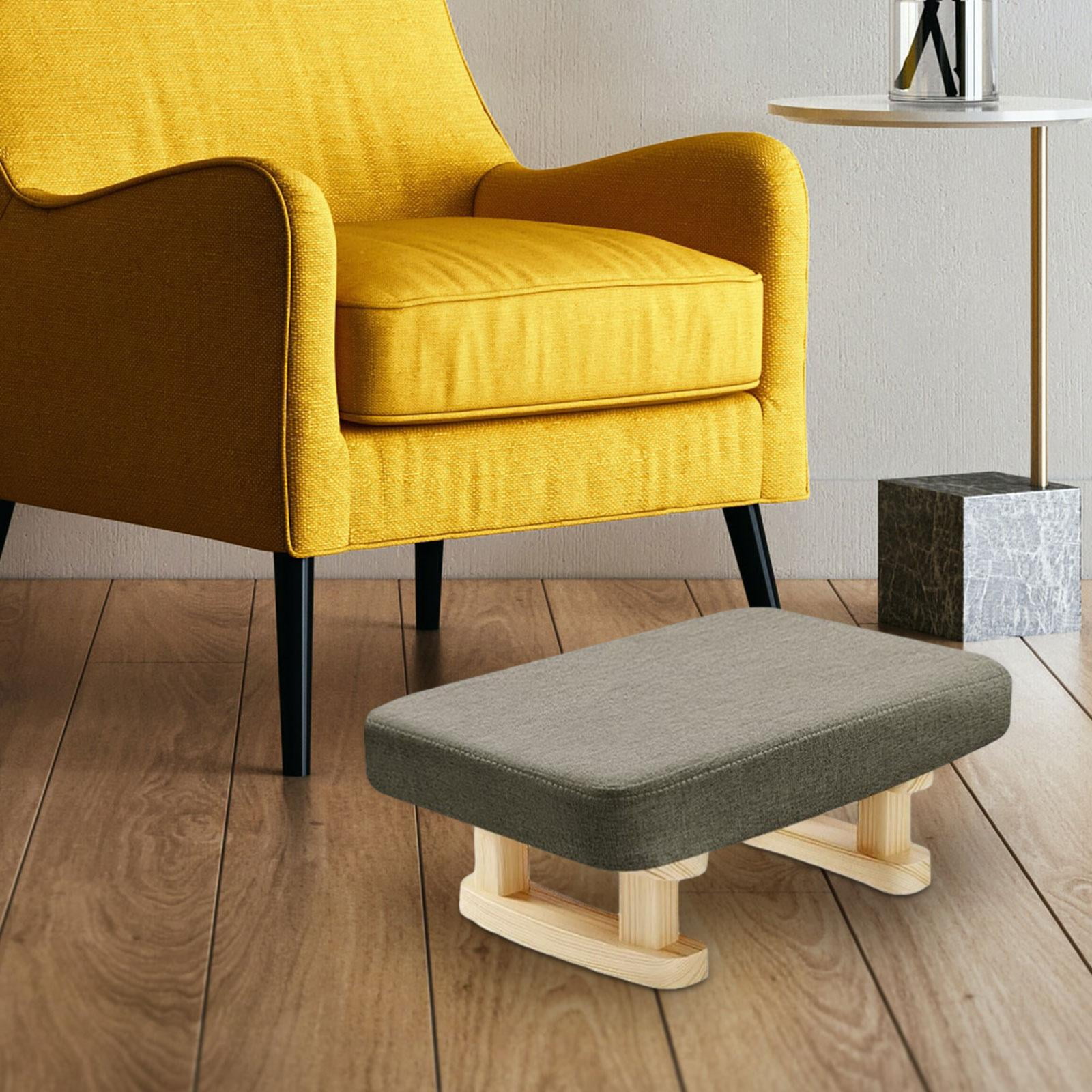 Tongina Padded Foot Stool Small Low Ottoman Rectangular Breathable Foot Rest with Wooden Legs Sofa Footrest for Couch Office, Bedroom coffee color