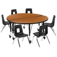 thumbnail image 2 of BizChair Mobile 47.5" Circle Wave Flexible Laminate Activity Table Set with 14" Student Stack Chairs, Oak/Black, 2 of 12