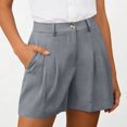 thumbnail image 5 of Summer Womens Shorts Fashion Shorts For Women High Waisted Cuffed Back Elastic Waistband Pleated Linen With Pockets Pants For Women, 5 of 6