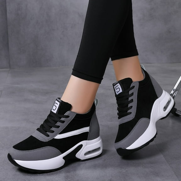 Women's Platform Sneakers Wedges  Lace Up Shoes Increase Fashion Sneakers for Womens Girls