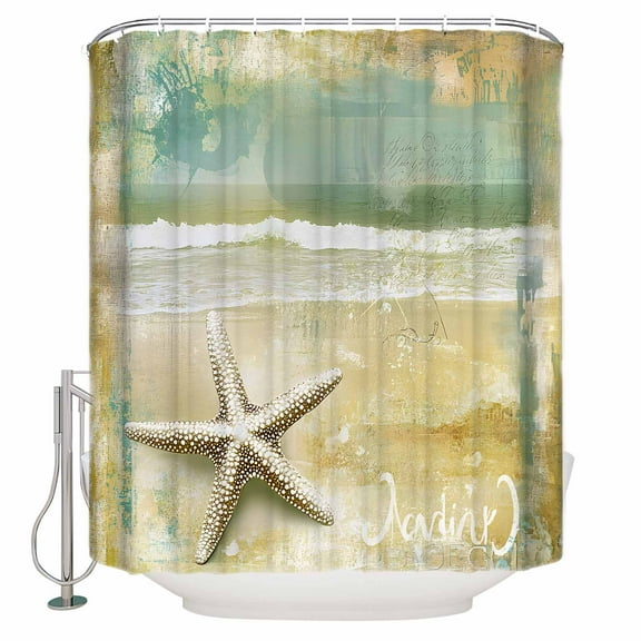 Small Stall Shower Curtain 36x78 Inch Narrow Half Size Vintage Coastal Starfish Bath Curtains Bathroom Decor Summer Beach Nautical Waterproof Fabric Shower Curtain Set with Hooks 36 Inch