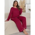 thumbnail image 6 of Cueply Women's Plus Size Pajama Set Long Sleeve Pjs Long Pants Sleepwear Two Piece Loungewear with Pockets, 6 of 7