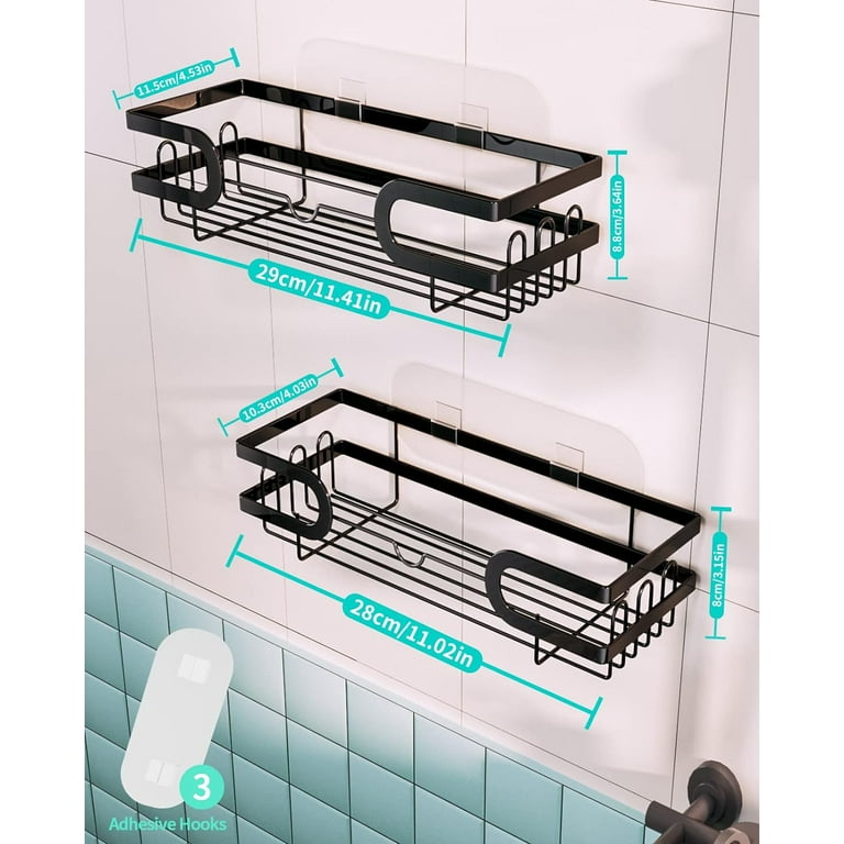 HapiRm Shower Caddy Organizer with 12 Hooks, Bathroom Storage for Shampoo, Shower Shelf with 2 Razor Hangers, Shower Rack with 3 Strong Adhesives, No