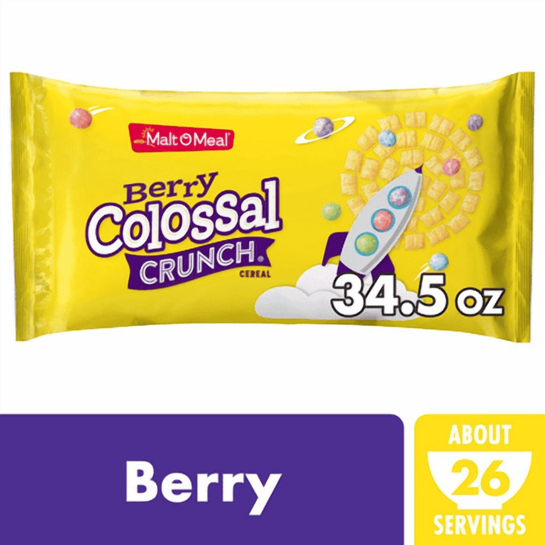 Malt-O-Meal Berry Colossal Crunch Cereal Sweetened Corn and Whole Grain Oat Cereal 34.5 oz