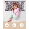 thumbnail image 4 of Blue Boho Pillow Cases Cal King Size, Smooth Satin Pillowcase for Hair and Skin, Farmhouse Neutral Flowers Pattern Aesthetic Decorative Cooling Bed Pillow Covers with Zipper, 20x40 Inches, 4 of 5