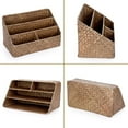 thumbnail image 5 of Woven Storage Basket Natural Seagrass Vertical Wicker Storage Baskets with 4 Compartments Desk Organizers and Storage Magazine File Holder Home Office Supplies Sorter Rack, Coffee, 5 of 14