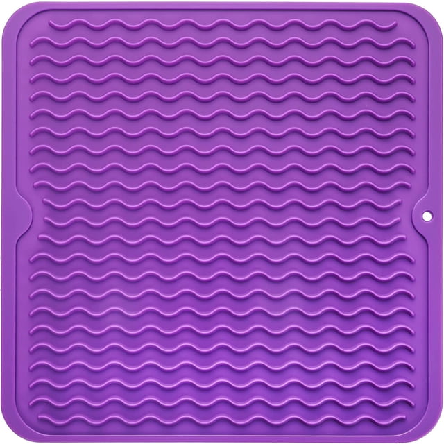 MicoYang Tapete de silicona para secar platos para uso múltiple, fácil de limpiar, ecológico, tapete de silicona resistente al calor para encimera o fregadero de cocina, refrigerador o revestimiento d