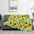 thumbnail image 2 of Uemuo Sunflowers With Green Leaves Printed Throw Blanket for Couch, Fluffy Fuzzy Blankets for Bed, Sofa, Cozy Flannel Faux Fur Blanket-80"x60", 2 of 6