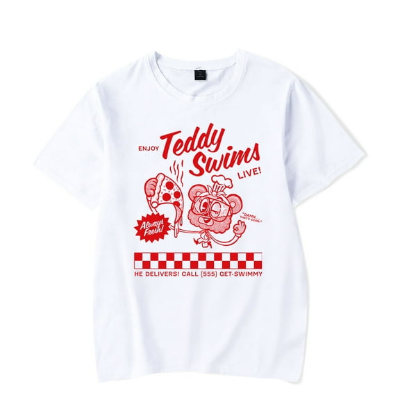 Teddy Swims Merch T-shirt Swimmy Pizza Tee Fashion Men Women t shirt Sweatshirt Summer Casual Short Sleeve T-shirts