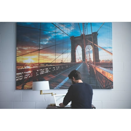 Large Brooklyn Bridge Picture with Frame Canvas Color Sunrise 55 x 79 Inches Extra Large Wall Photo Art ?