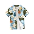 thumbnail image 4 of Abcomgle Boys Button Down Shirt Size 10-12 Button Down Short Sleeve Boys Beach Shirt Summer Floral Print Holiday Boys Shirts,Dark Green,9-10Years, 4 of 5