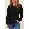 thumbnail image 2 of POGLIP Women's Black Plain Crew Neck Pullover Sweatshirt, 2 of 6