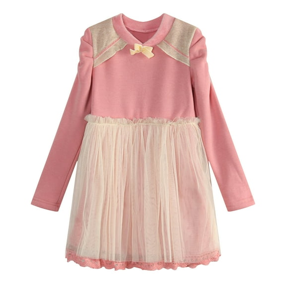 Richie House Girls' elegant dress with velvet bow RH1047