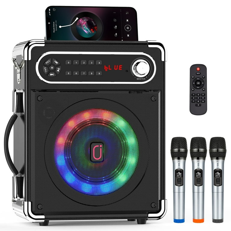 JYX Karaoke Machine, Home Karaoke System, 3 Wireless Karaoke Microphone, FM Radio, LED Light JYX Karaoke Machine, Home Karaoke System, 3 Wireless Karaoke Microphone, FM Radio, LED Light