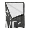 thumbnail image 2 of Love What You Do Soft Flannel Fleece Blanket, Hand Lettering Typography Composition with Dots and Stripes, Cozy Plush for Indoor and Outdoor Use, 50" x 70", Charcoal Grey and White, by Ambesonne, 2 of 5