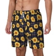 thumbnail image 2 of Uemuo Royal Blue Plaid Sunflower Pattern Mens Swim Trunks Quick Dry Board Shorts with Mesh Lining, Stretch Beach Shorts Quick Dry No-Chafing Board Shorts-Medium, 2 of 9