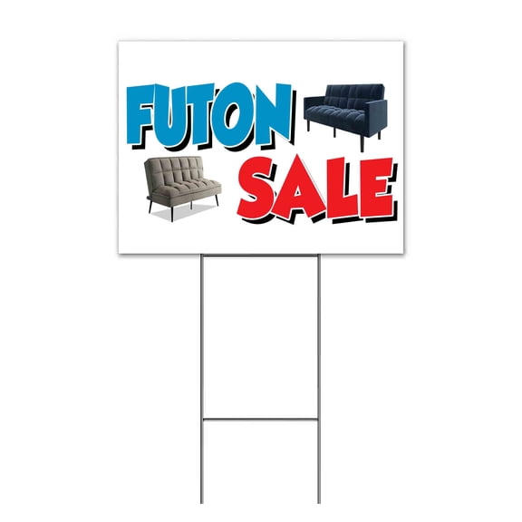 Futon Sale (18" x 24") Yard Sign, Includes Metal Step Stake