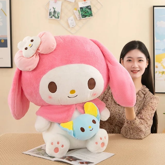 Sanrio-muñeco de peluche de dibujos animados Kawaii Kulomi Cinnamoroll My Melody, muñeco de peluche grande, compañero de dormir, regalo de Navidad para niño y niña