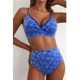 thumbnail image 5 of SHEWIN Swimsuit Women Embroidered Floral Textured Bikini Sets 2 Piece High Waisted Bathing Suits Lace Up Back Scalloped V Neck Swimwear, 5 of 9