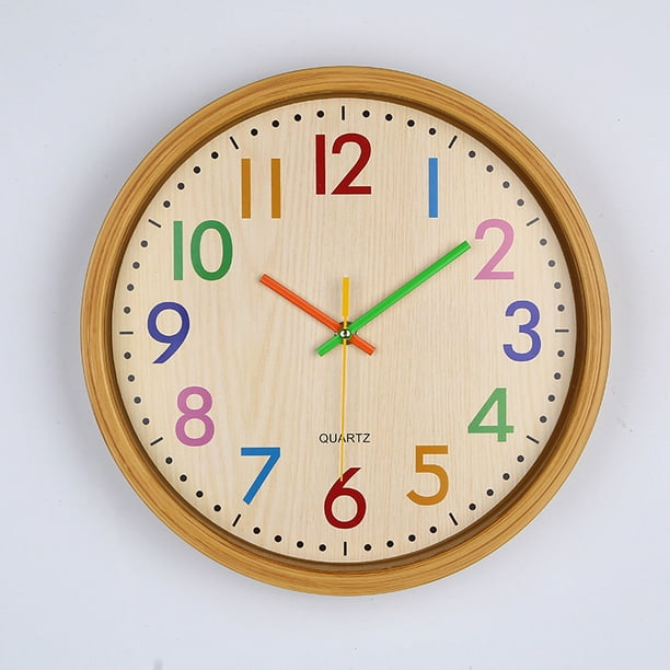 Reloj de aprendizaje para ninos Relojes de pared para ninos para dormitorios Reloj de pared para ninos Reloj analogico silencioso para ninos