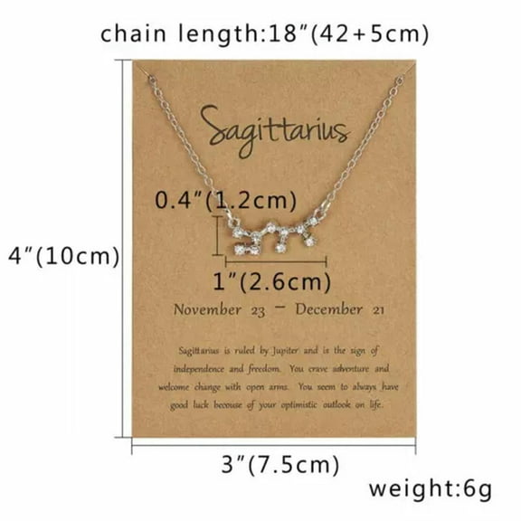 EOEMY Wholesale 12 Constellation Pendant Necklace Zodiac Signs Women Men Jewelry Gift-Sagittarius