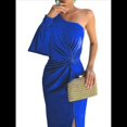 thumbnail image 2 of Vestido de Cóctel para Mujer, con un Solo Hombro, Larga y Abertura Alta, para Fiesta de Boda Azul L, 2 of 8
