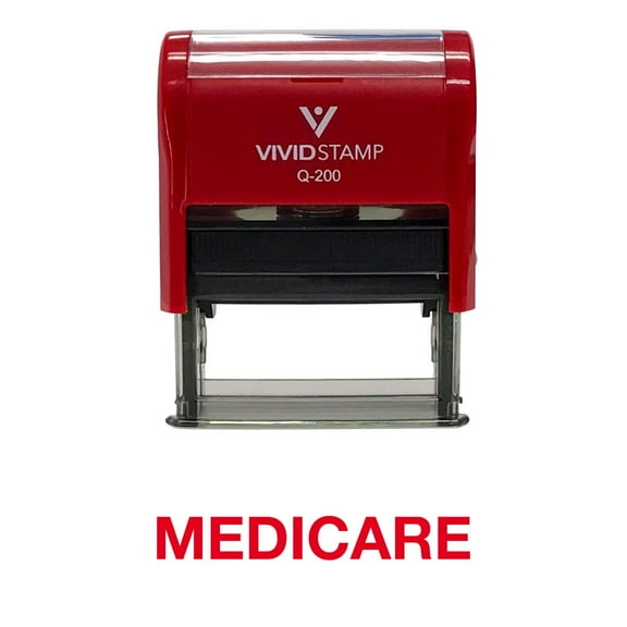 Vivid Stamp Medicare Self Inking Rubber Stamp (Red Ink) - Medium