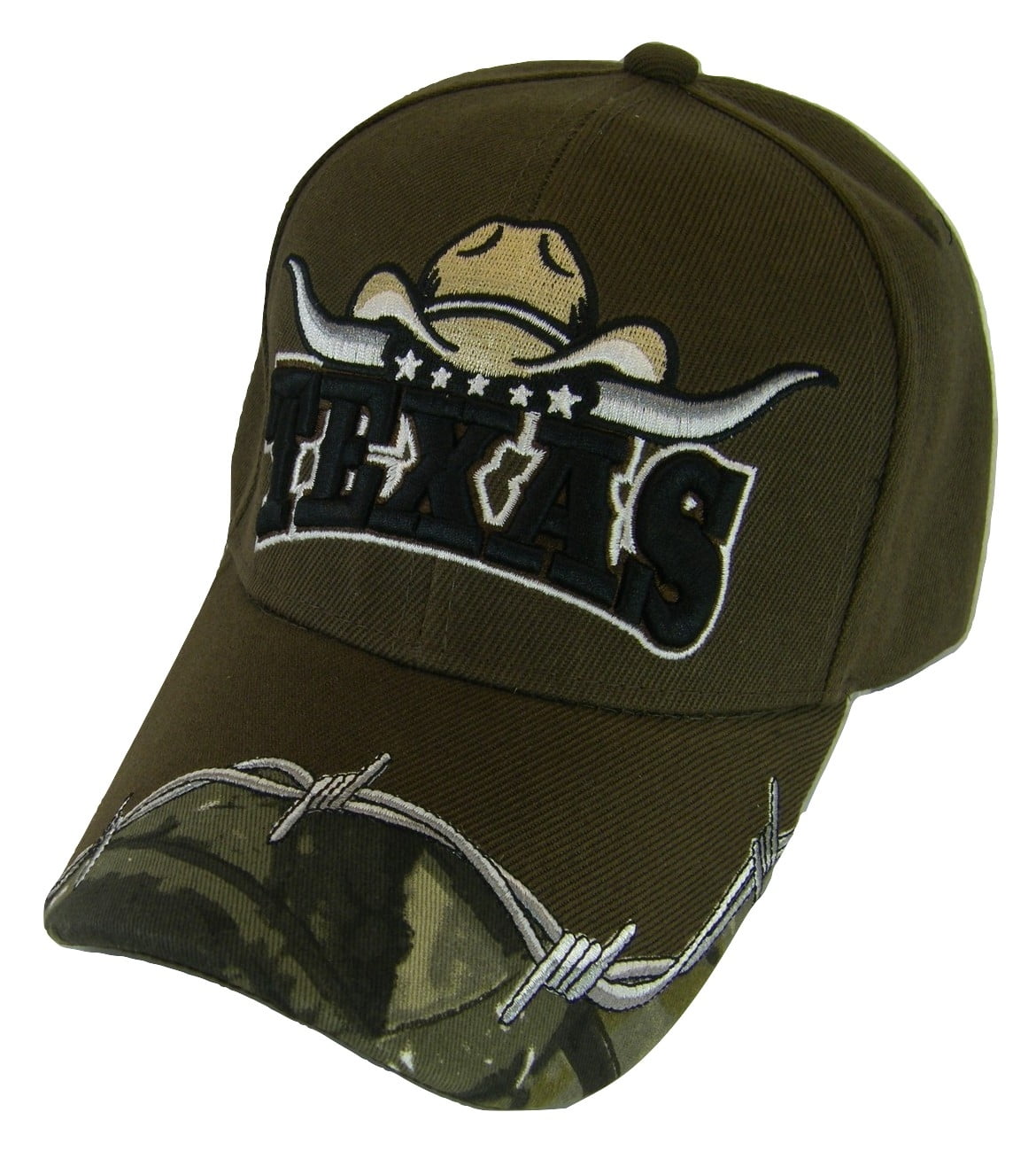 Texas Cowboy Hat Horns Barbed Wire Men's Adjustable Baseball Cap (Brown