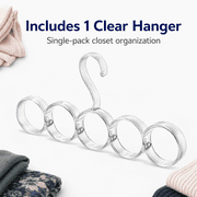 5-Hole Snag-Free Scarf Hanger Closet Organizer Clear for Scarves Belts Ties Bras by Dependable Industries