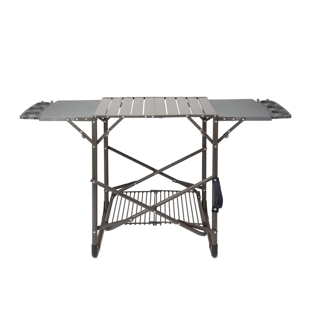 Folding Grill Table, Portable Griddle Stand Table with Adjustable Shelves and Carrying Strap