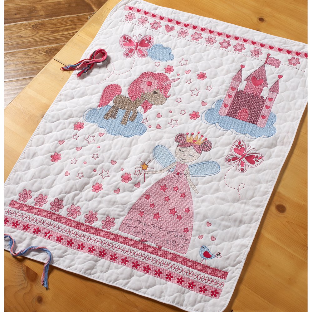 Bucilla 34" x 43" Fairytale Princess Stamped Crib Cover Cross Stitch