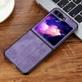 thumbnail image 1 of Frusde Compatible with Samsung Galaxy Z Flip 5 Leather Case Embossed Slim Shockproof Business Case-Purple, 1 of 5
