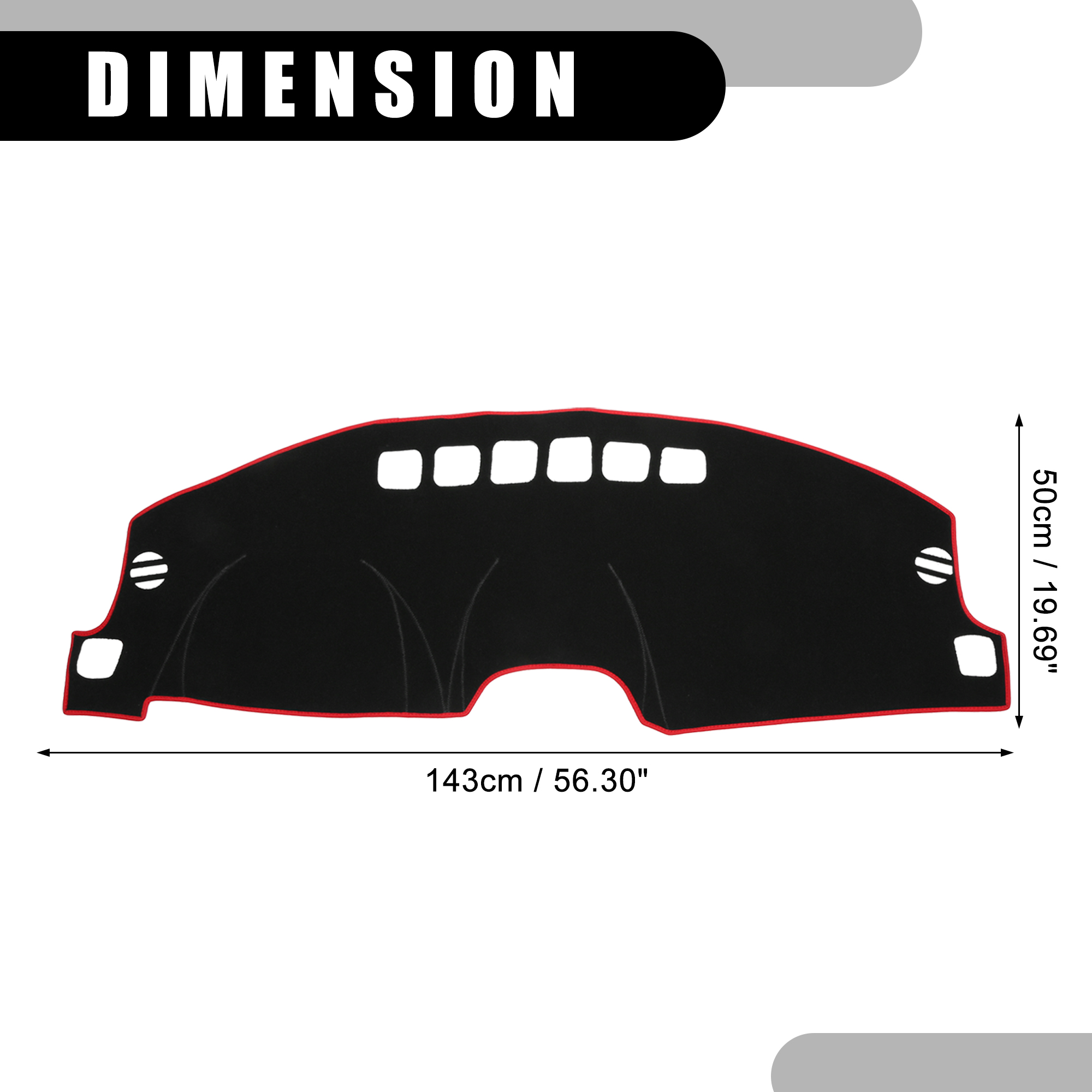 Unique Bargains Dash Cover - Non-Slip Dashboard Mat for Jeep Compass 2009-2016 - Black Red