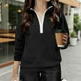 thumbnail image 2 of KyCheLot Girls Sweatshirts Long Sleeve Quarter Zip Casual Textured Pullover V Neck Collared Loose Tops 4-15 Years, 2 of 5