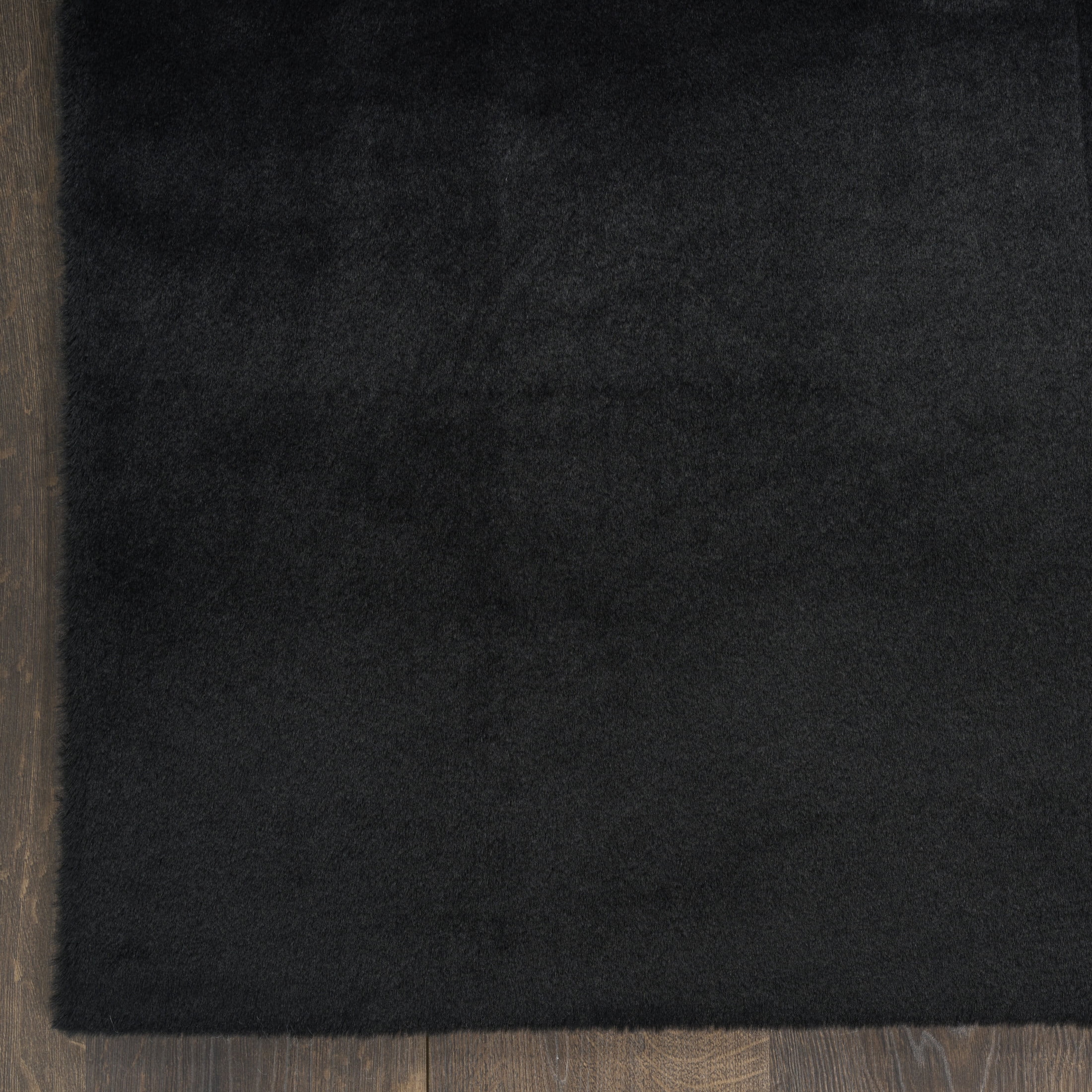 Nourison Soft Plush Rabbit Fur 7'6" x 9'6" Black Contemporary Indoor Rug