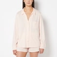 thumbnail image 1 of Chemise Décontractée de Nuit en Tricot Texturé à Manches Longues, Boutonnée, Couleur Rose Perlé, 1 of 5