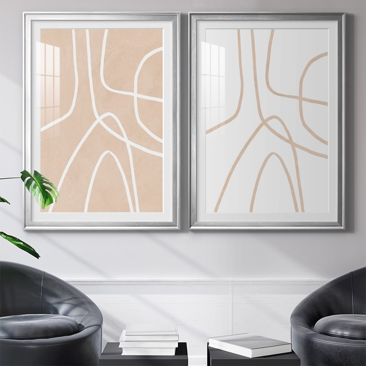 Wexford Home Clean Contour I Premium Framed Print, 18.5" x 24.5" - Ready to Hang, Silver (Set of 2)