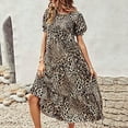 thumbnail image 2 of Fesfesfes Women's Spring Casual Boho Dress Floral Print Ruffle Puff Sleeve Printed High Waist Midi Beach Dresses, 2 of 9
