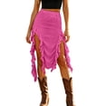 thumbnail image 3 of Wxolcjlv Womens Ruffle Asymmetrical Midi Skirt High Waist Slit Skirts, 3 of 9