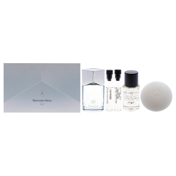 Mercedes-Benz Mercedes-Benz Air , 5 Pc Gift Set 3.4oz EDP Spray, 0.05oz Sea EDP Spray, 0.05oz Land EDP Spray, 1oz LSA Face Beard and Hair Oil, 3.8oz LSA Solid Shower Gel